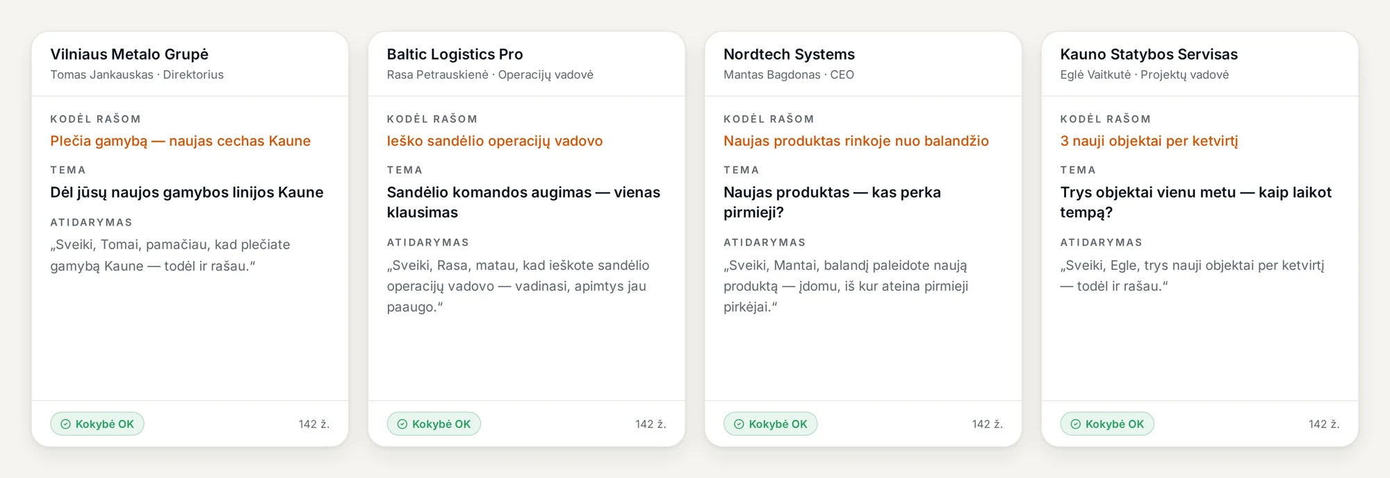 Keturios skirtingos įmonės — skirtingi „kodėl rašom“, temos ir atidarymai